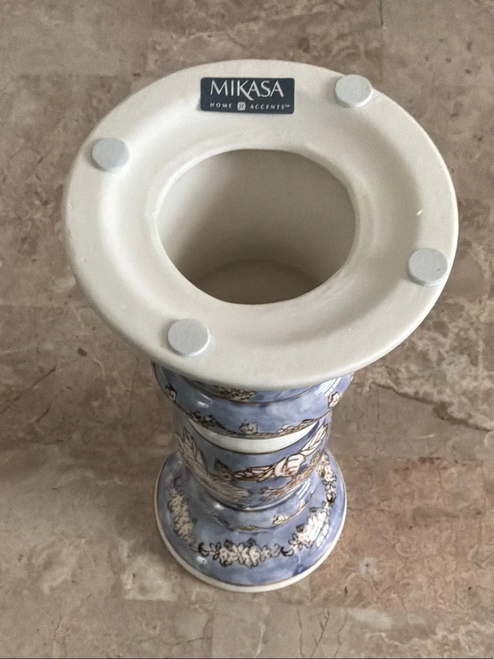 Mikasa Lavender Blue and Cream Floral Ceramic Candle Holder
